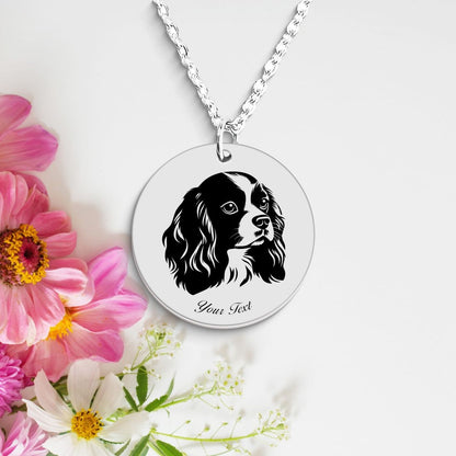 Cavalier King Charles Spaniel Dog Portrait Necklace - Personalizable