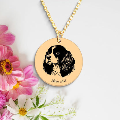 Cavalier King Charles Spaniel Dog Portrait Necklace - Personalizable