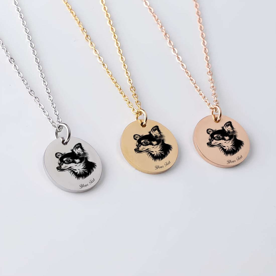 Chihuahua Dog Portrait Necklace - Personalizable Jewelry