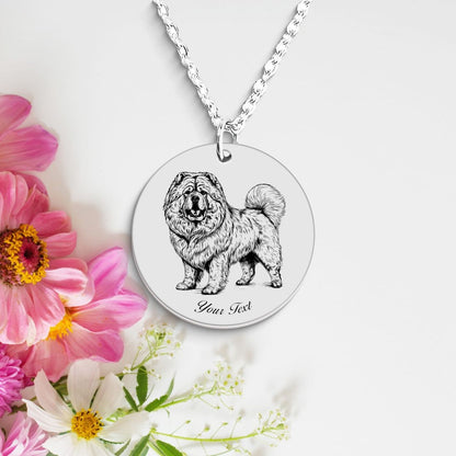 Chow-Chow Dog Portrait Necklace - Personalizable Jewelry