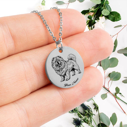 Chow-Chow Dog Portrait Necklace - Personalizable Jewelry