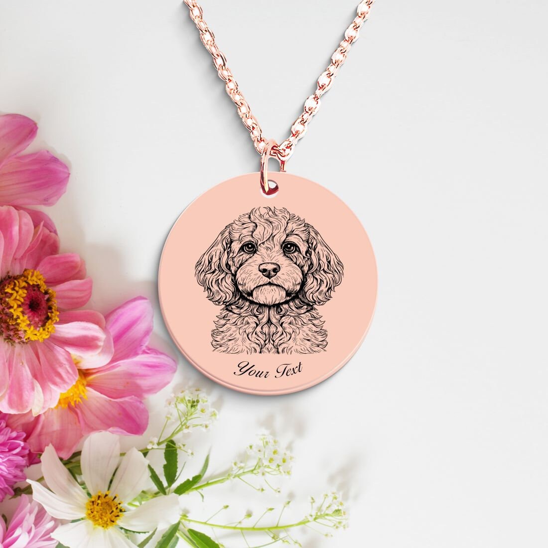 Cockapoo Dog Portrait Necklace - Personalizable Jewelry