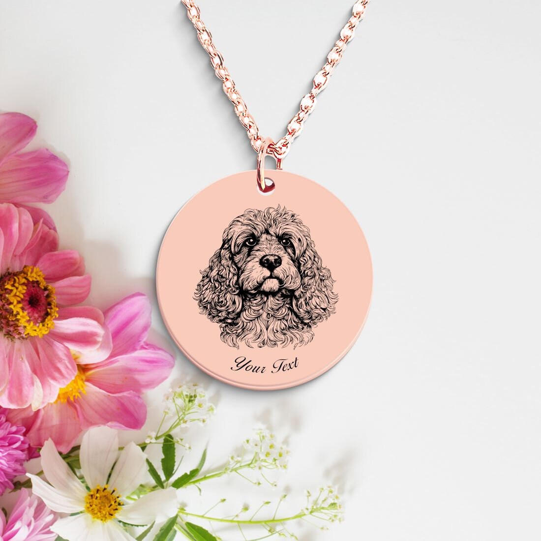 Cockapoo Dog Portrait Necklace - Personalizable Jewelry