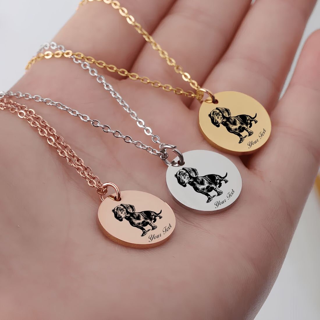 Dachshund Dog Portrait Necklace - Personalizable Jewelry