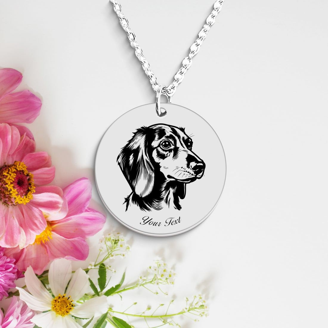 Dachshund Dog Portrait Necklace - Personalizable Jewelry