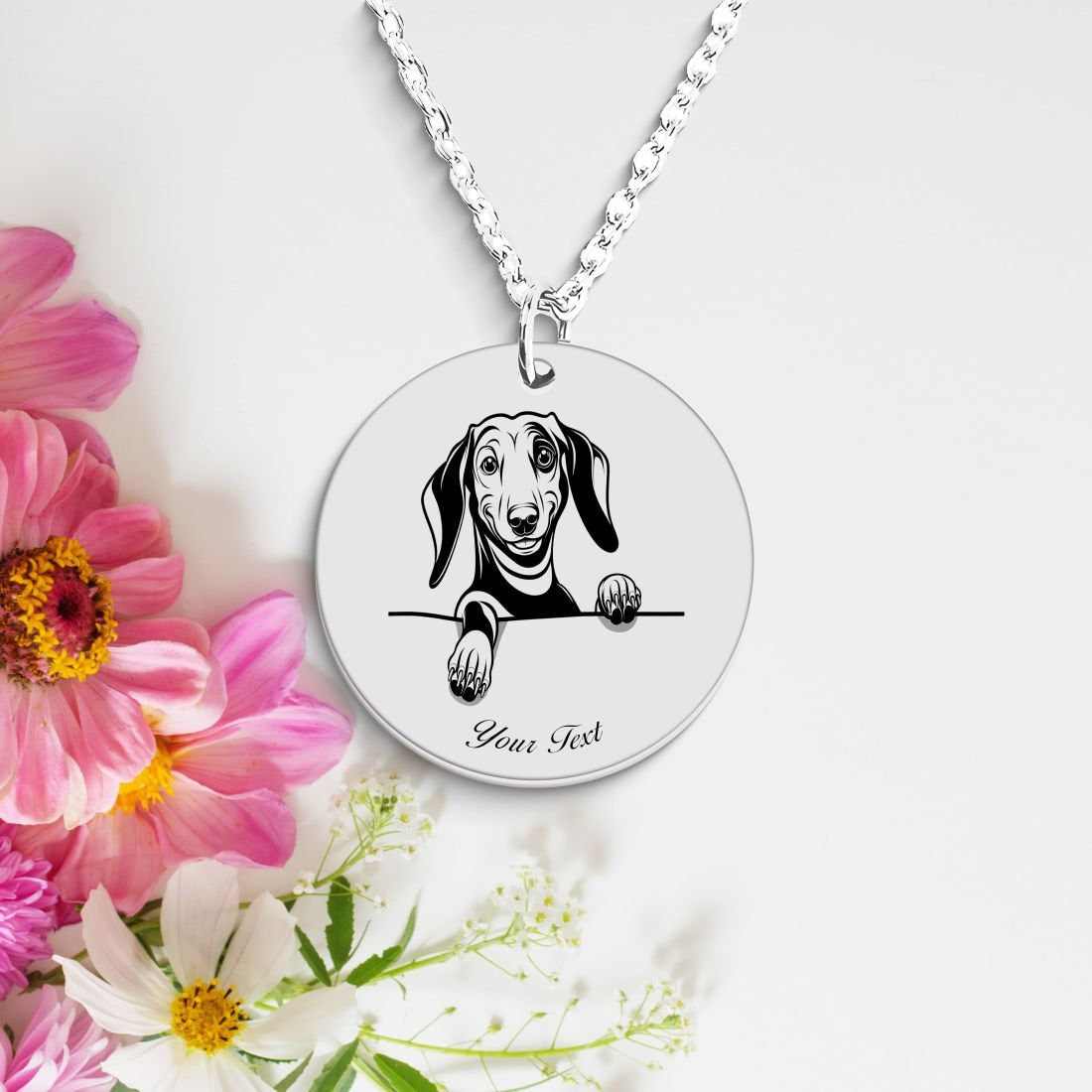 Dachshund Dog Portrait Necklace - Personalizable Jewelry