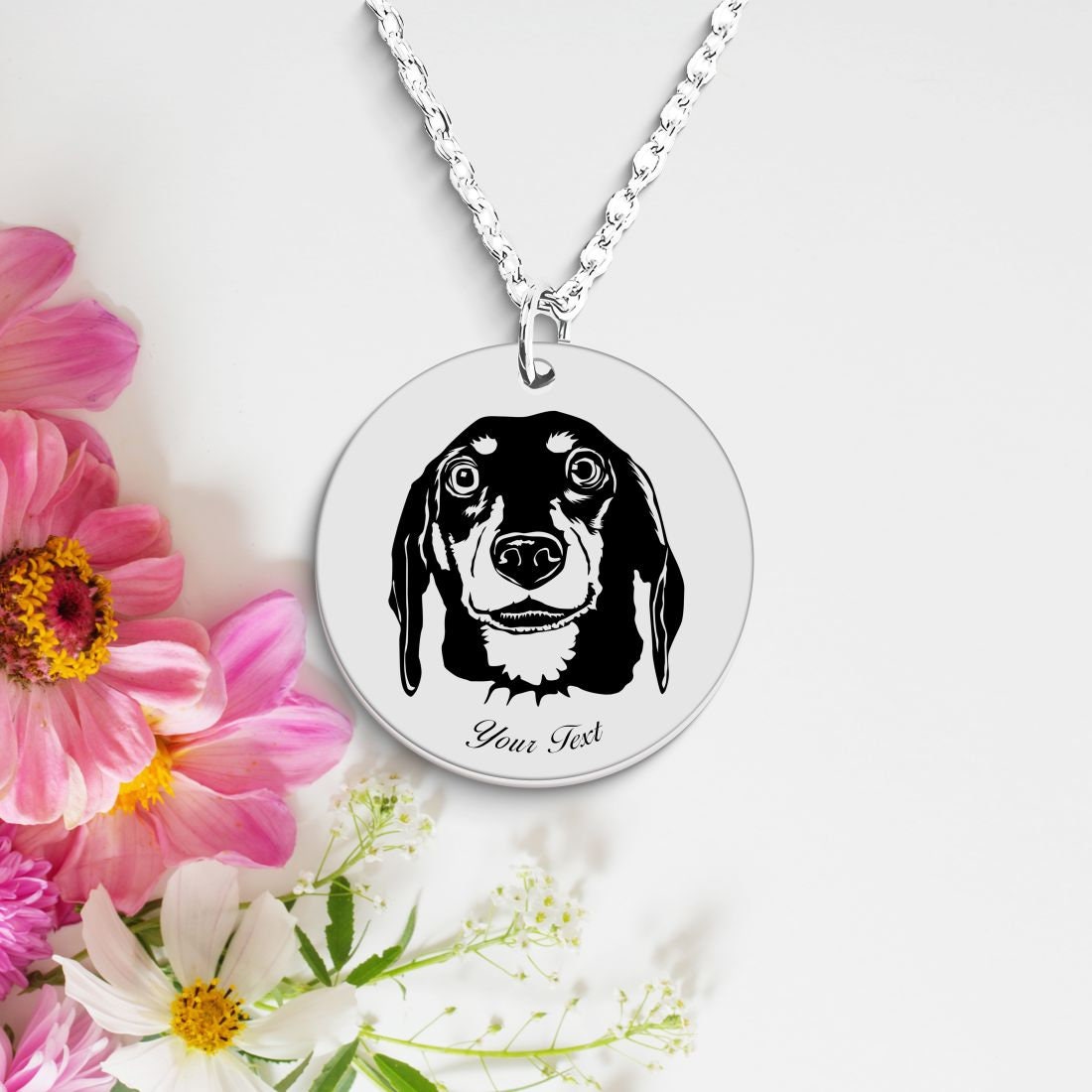 Dachshund Dog Portrait Necklace - Personalizable Jewelry