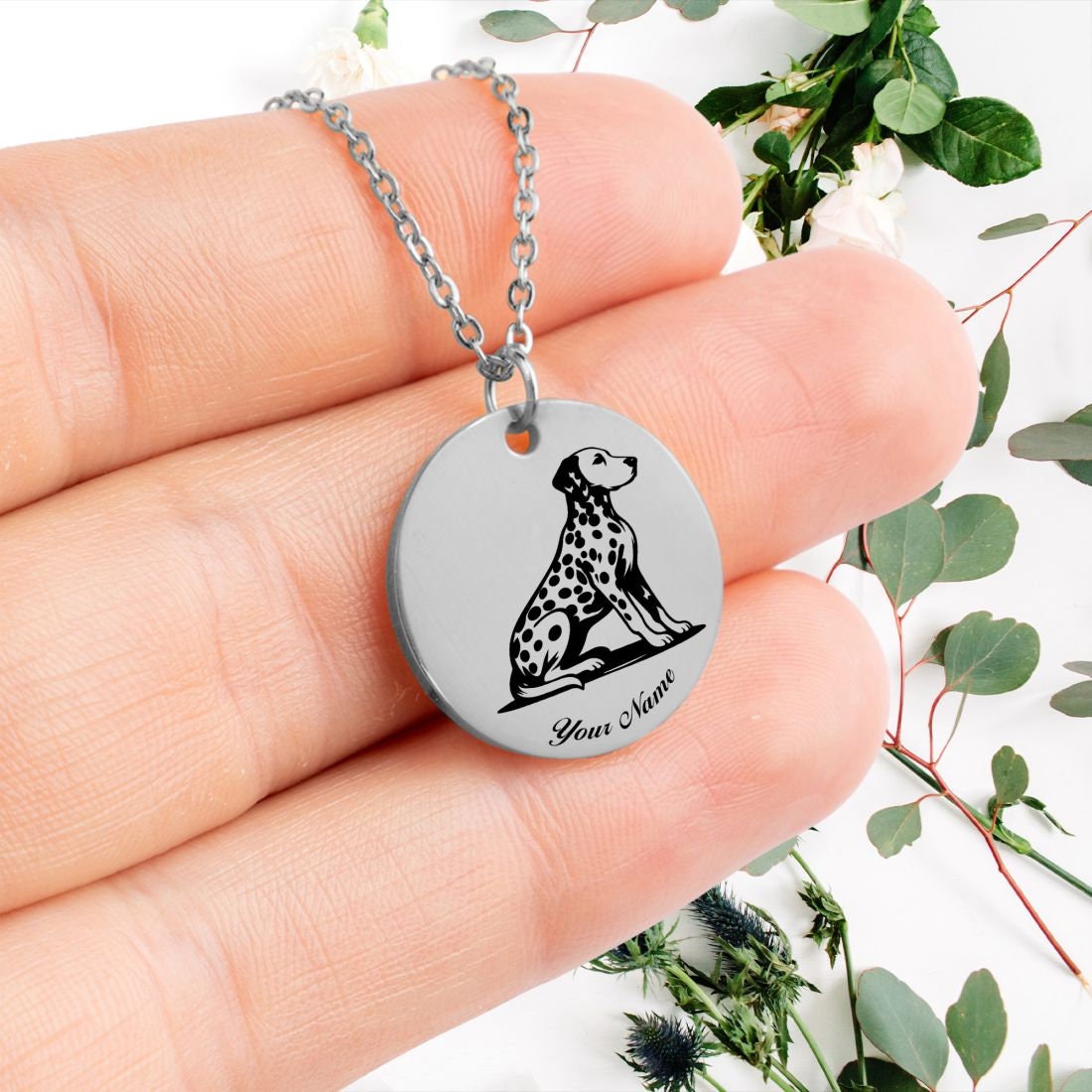 Dalmatian Dog Portrait Necklace - Personalizable Jewelry