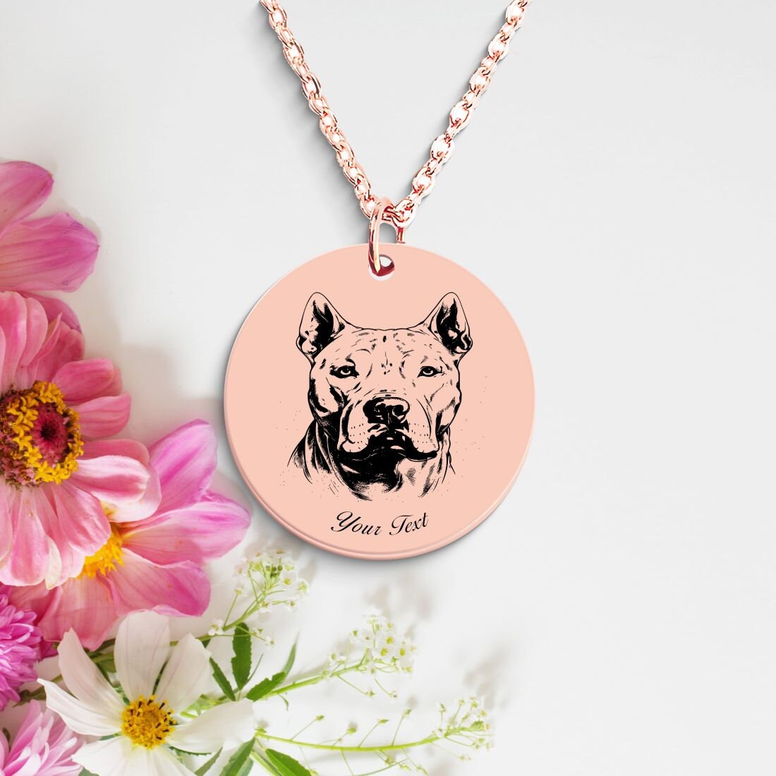 Dogo Argentino Dog Portrait Necklace - Personalizable Jewelry