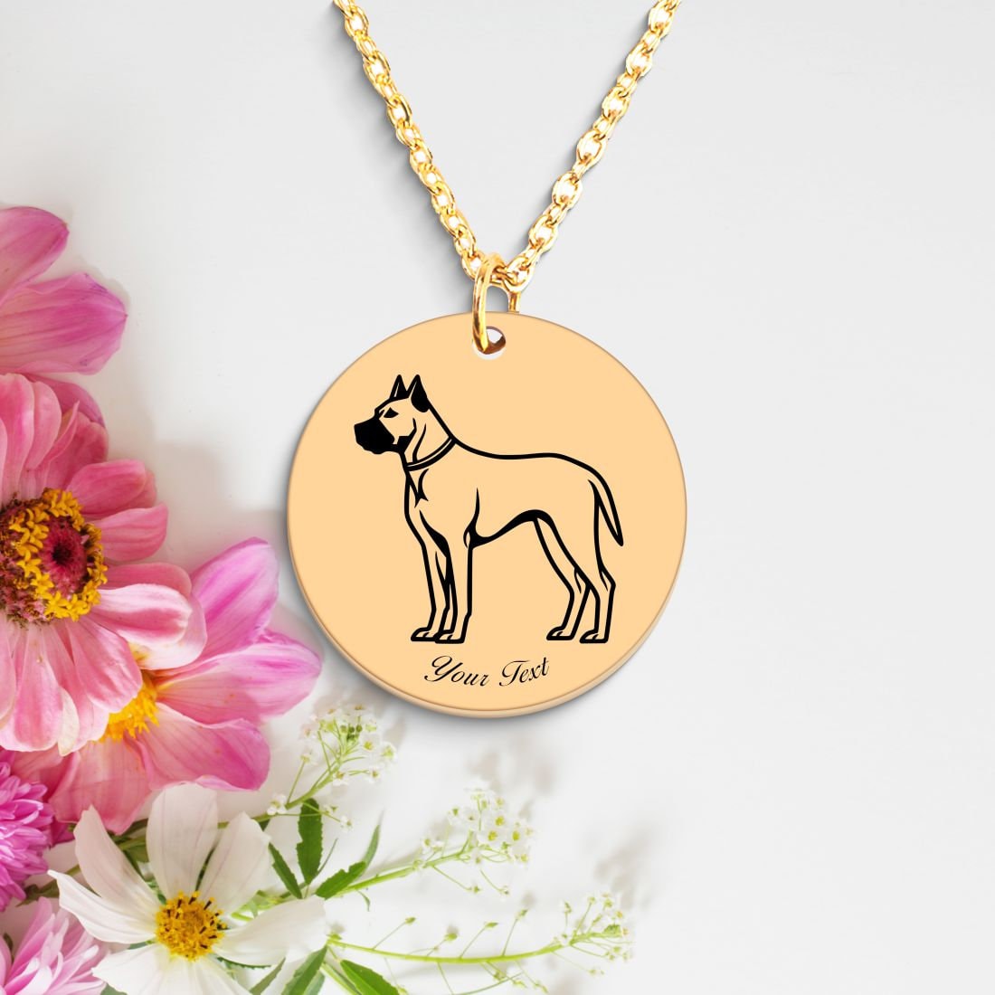 Dogo Argentino Dog Portrait Necklace - Personalizable Jewelry