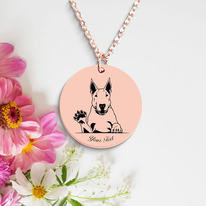 English Bull Terrier Dog Portrait Necklace - Personalizable Jewelry