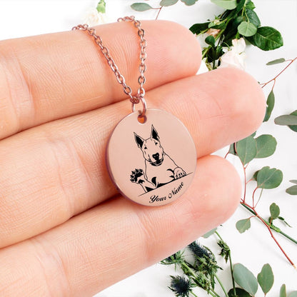 English Bull Terrier Dog Portrait Necklace - Personalizable Jewelry