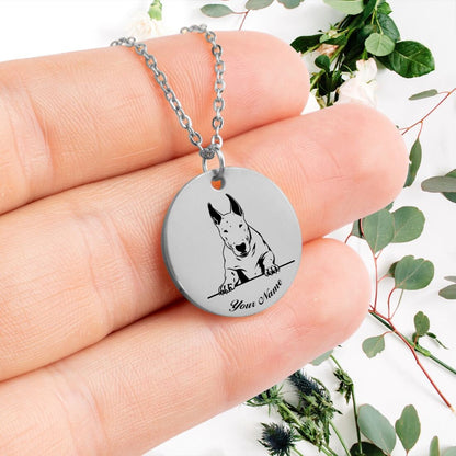 English Bull Terrier Dog Portrait Necklace - Personalizable Jewelry