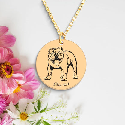 English Bulldog Portrait Necklace - Personalizable Jewelry