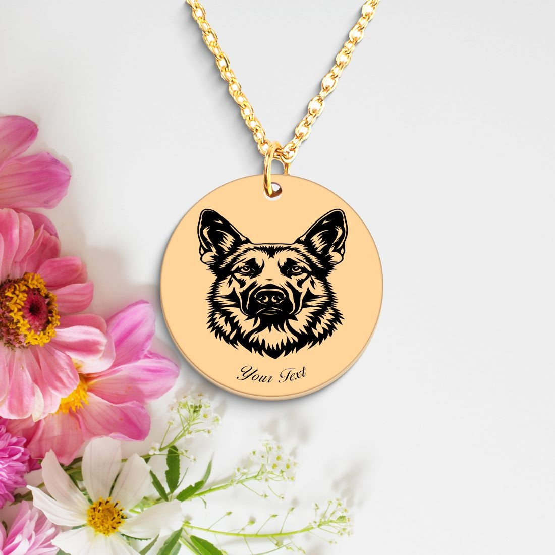 German Shepherd Dog Portrait Necklace - Personalizable Jewelry