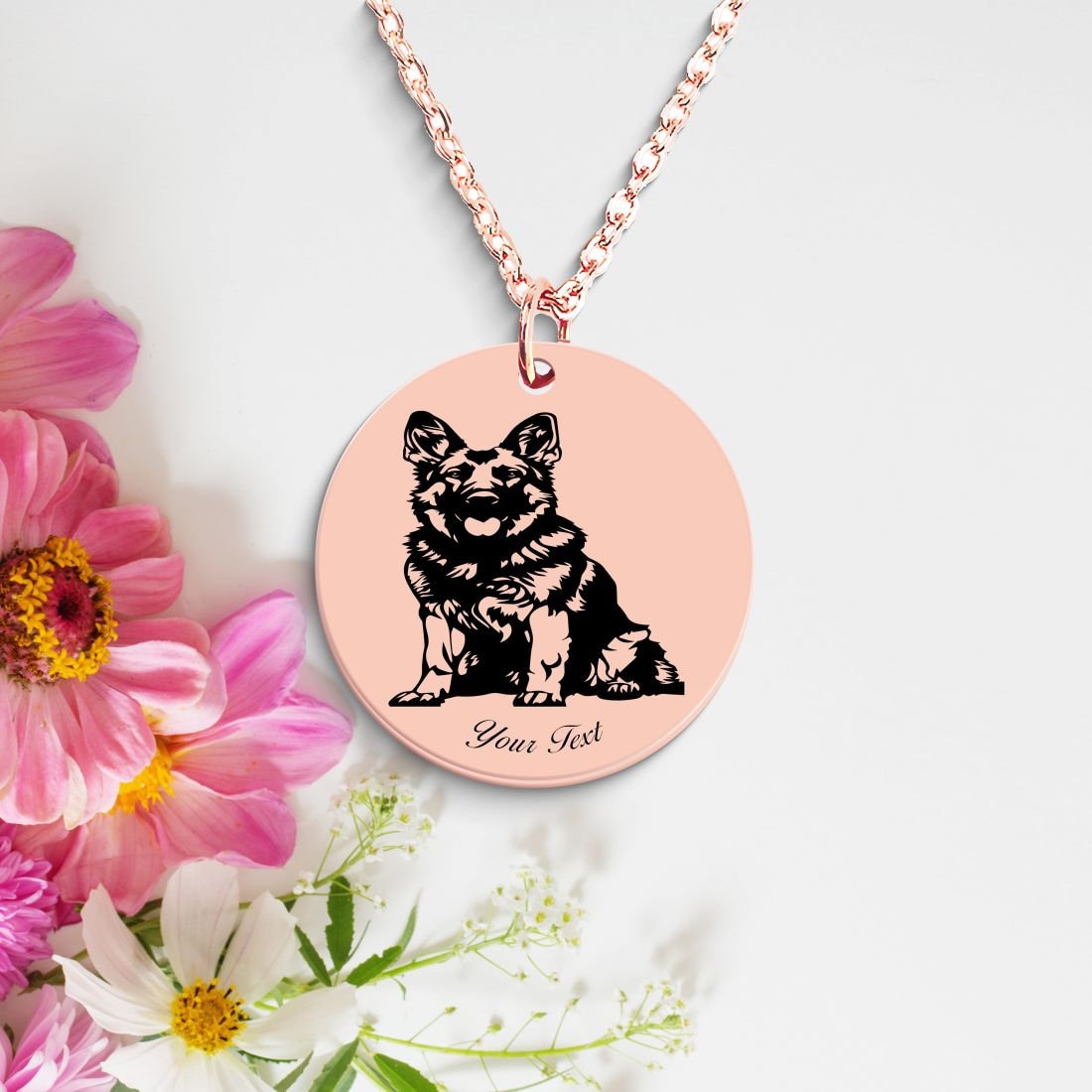 German Shepherd Dog Portrait Necklace - Personalizable Jewelry