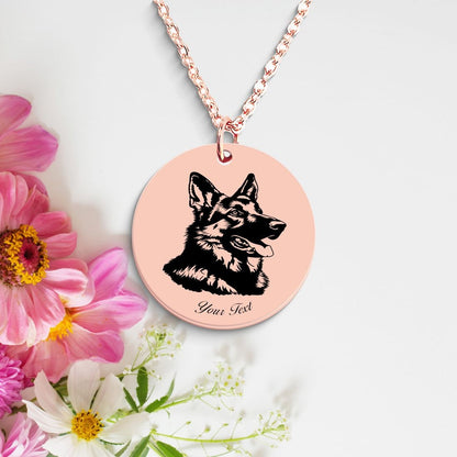 German Shepherd Dog Portrait Necklace - Personalizable Jewelry