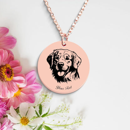 Golden Retriever Dog Portrait Necklace - Personalizable Jewelry