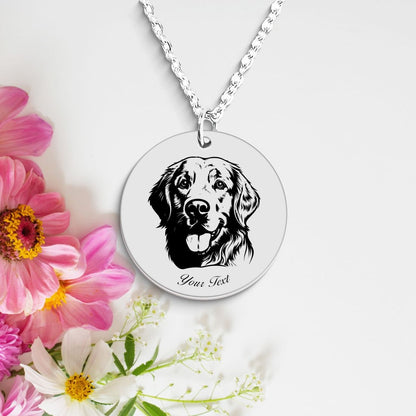 Golden Retriever Dog Portrait Necklace - Personalizable Jewelry