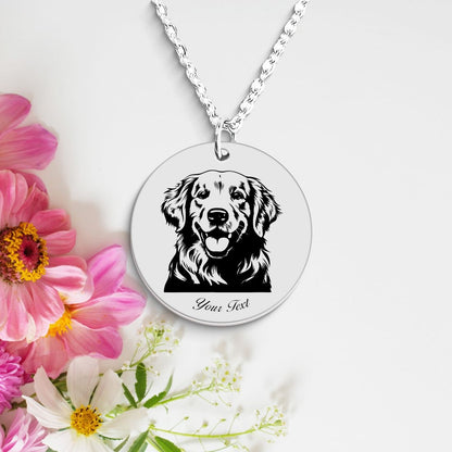 Golden Retriever Dog Portrait Necklace - Personalizable Jewelry