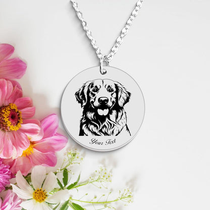 Golden Retriever Dog Portrait Necklace - Personalizable Jewelry