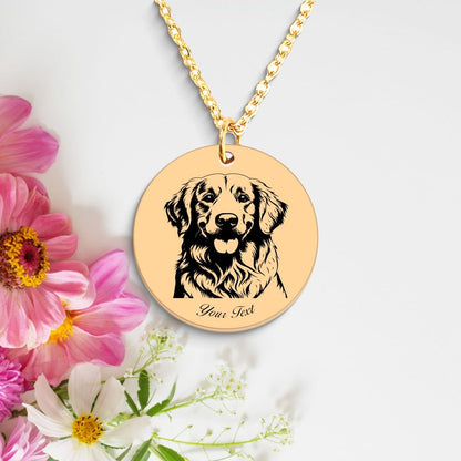 Golden Retriever Dog Portrait Necklace - Personalizable Jewelry