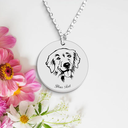 Golden Retriever Dog Portrait Necklace - Personalizable Jewelry