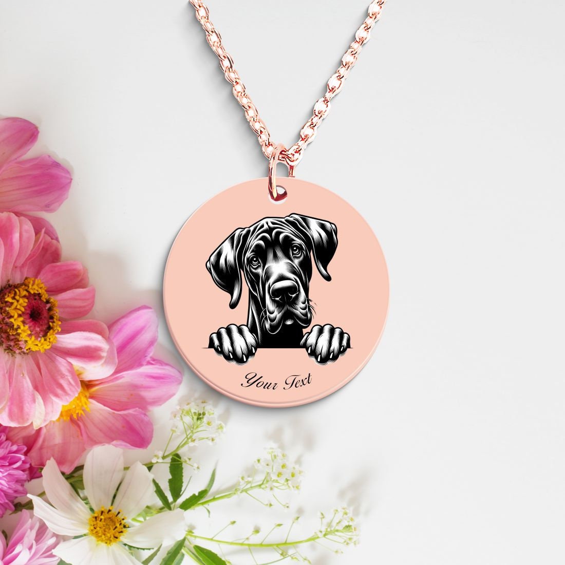 Great Dane Dog Portrait Necklace - Personalizable Jewelry