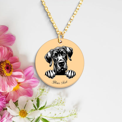 Great Dane Dog Portrait Necklace - Personalizable Jewelry