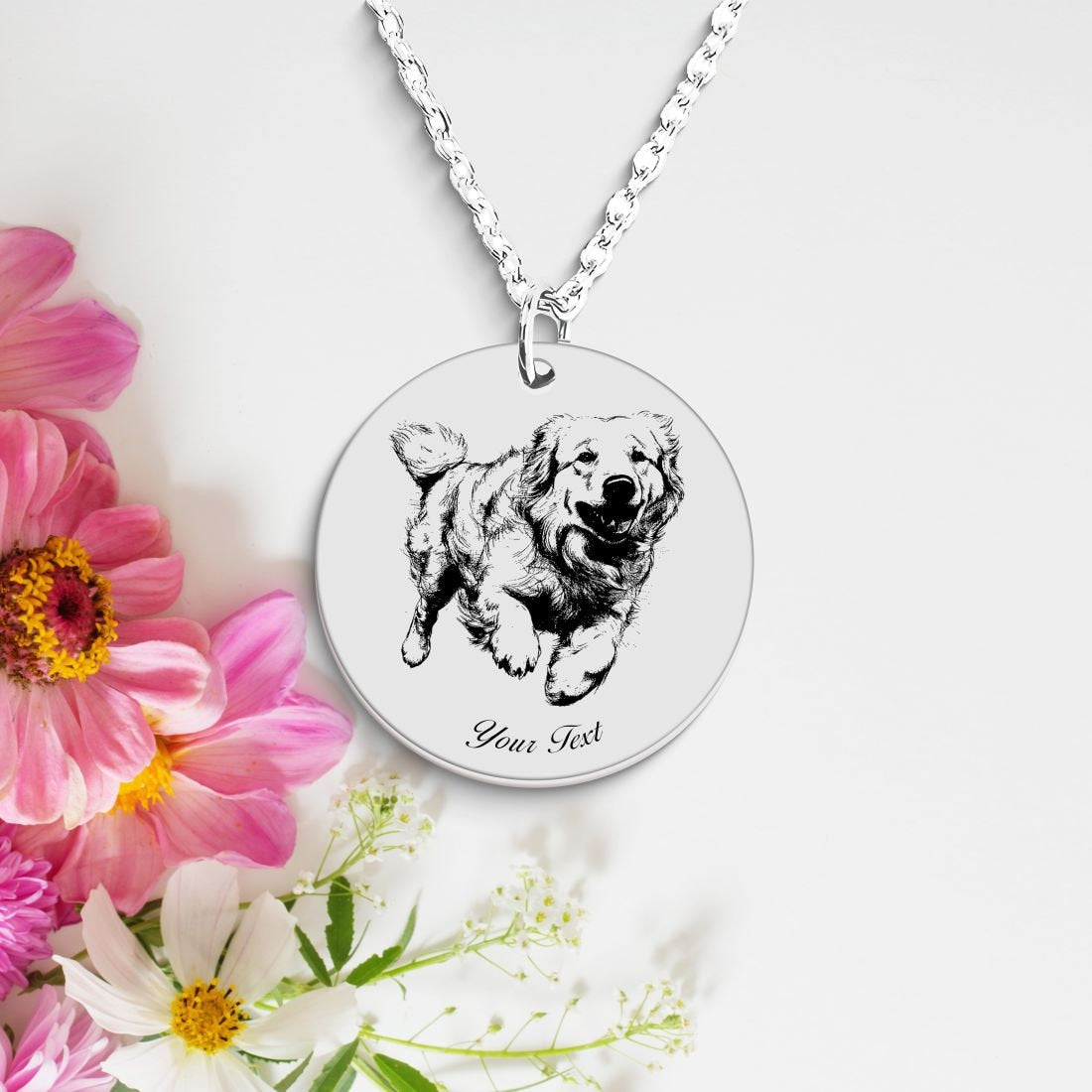 Great Pyrenees Dog Portrait Necklace - Personalizable Jewelry