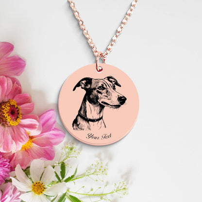 Grayhound Dog Portrait Necklace - Personalizable Jewelry