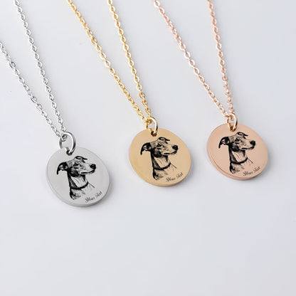 Grayhound Dog Portrait Necklace - Personalizable Jewelry