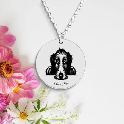 Irish Wolfhound Dog Portrait Necklace - Personalizable Jewelry
