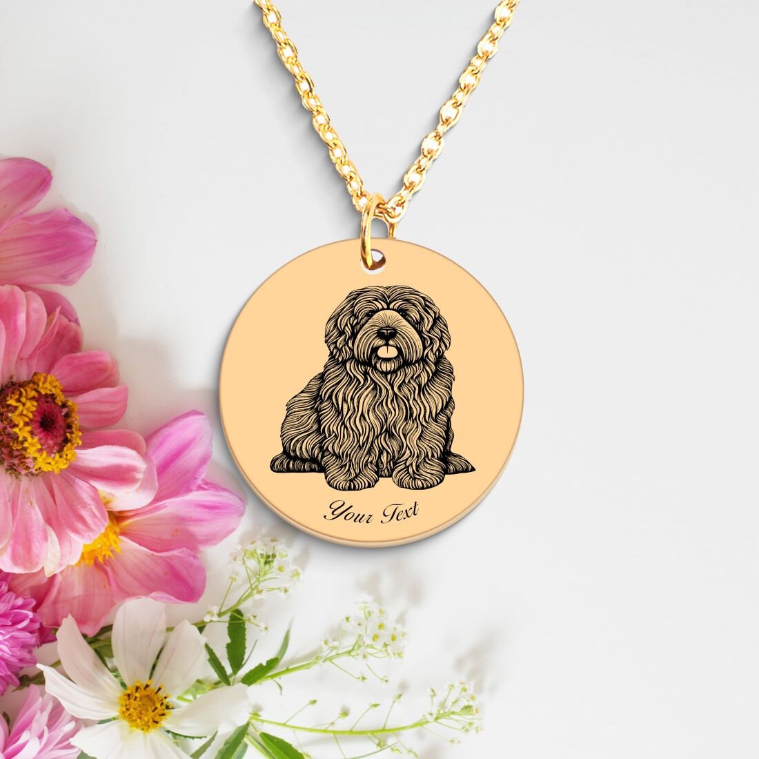 Labradoodle Dog Portrait Necklace - Personalizable Jewelry