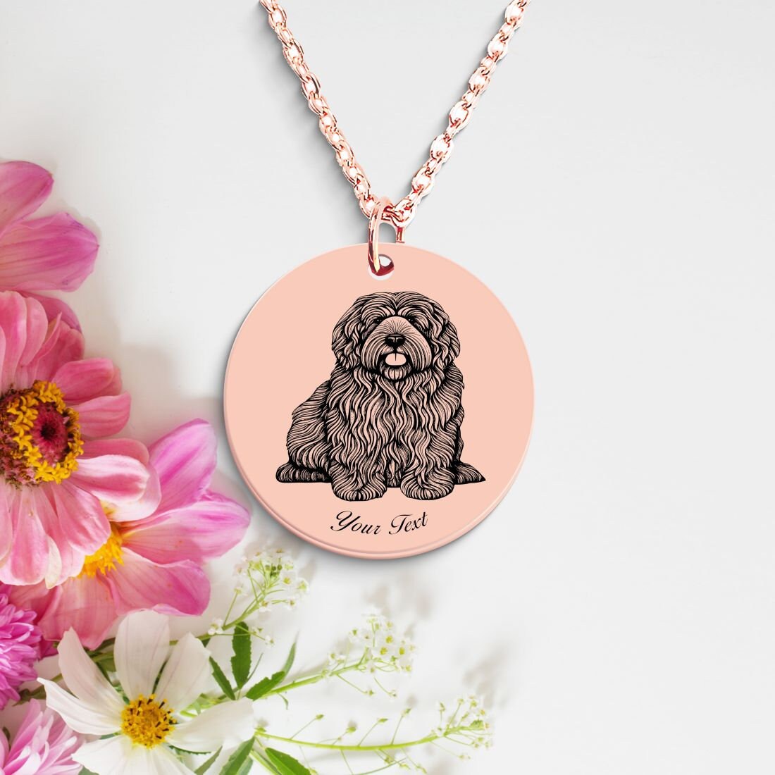 Labradoodle Dog Portrait Necklace - Personalizable Jewelry