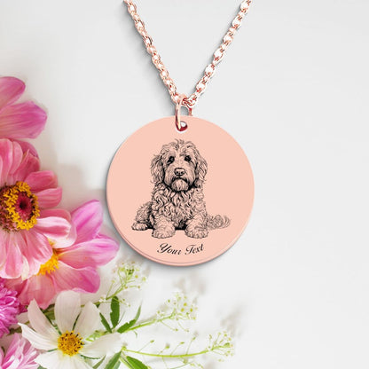 Labradoodle Dog Portrait Necklace - Personalizable Jewelry