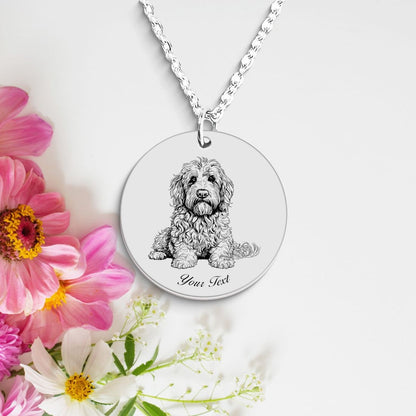 Labradoodle Dog Portrait Necklace - Personalizable Jewelry