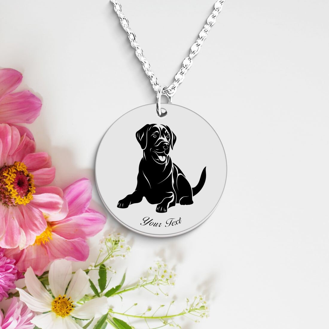 Labrador Retriever Dog Portrait Necklace - Personalizable Jewelry