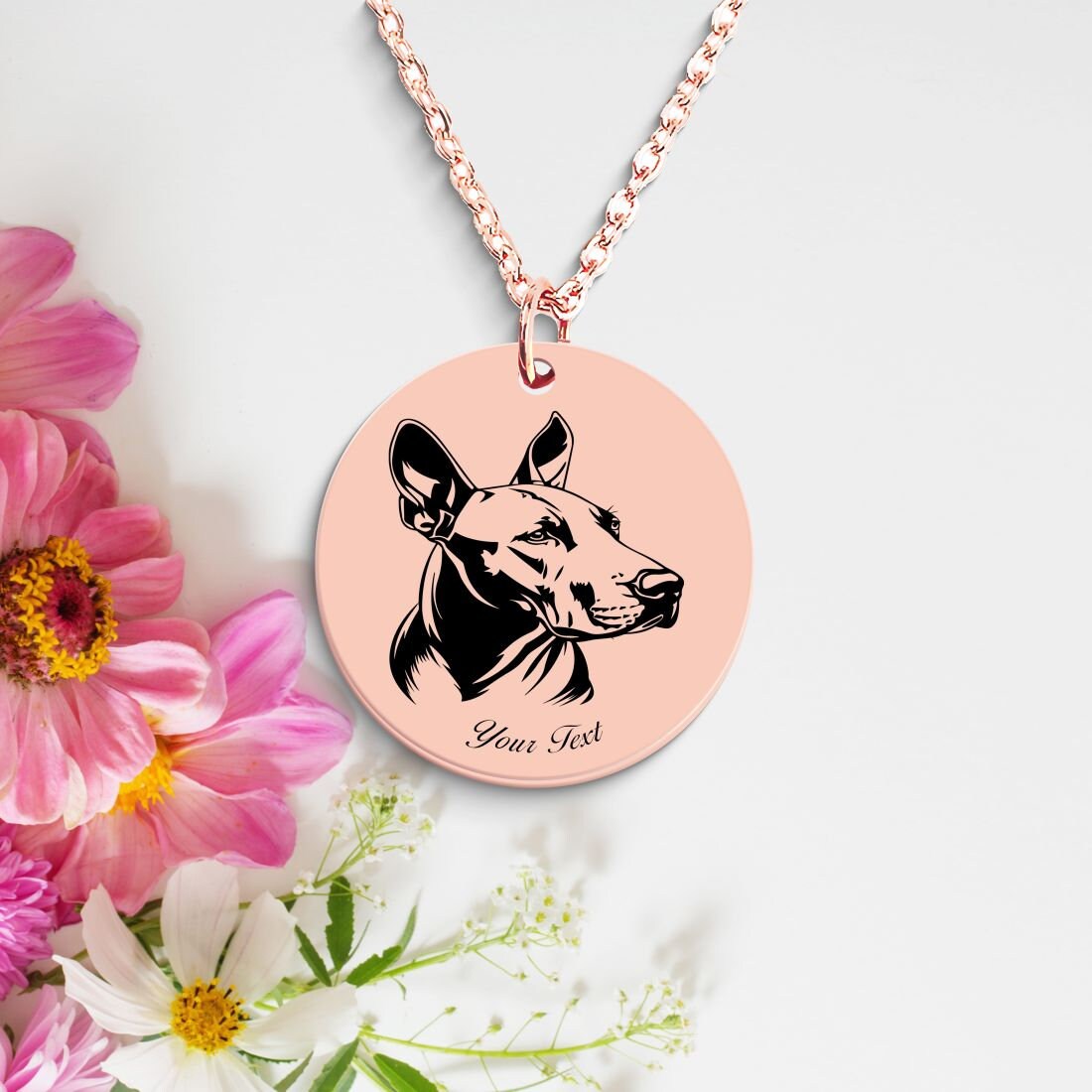 Pinscher Dog Portrait Necklace - Personalizable Jewelry