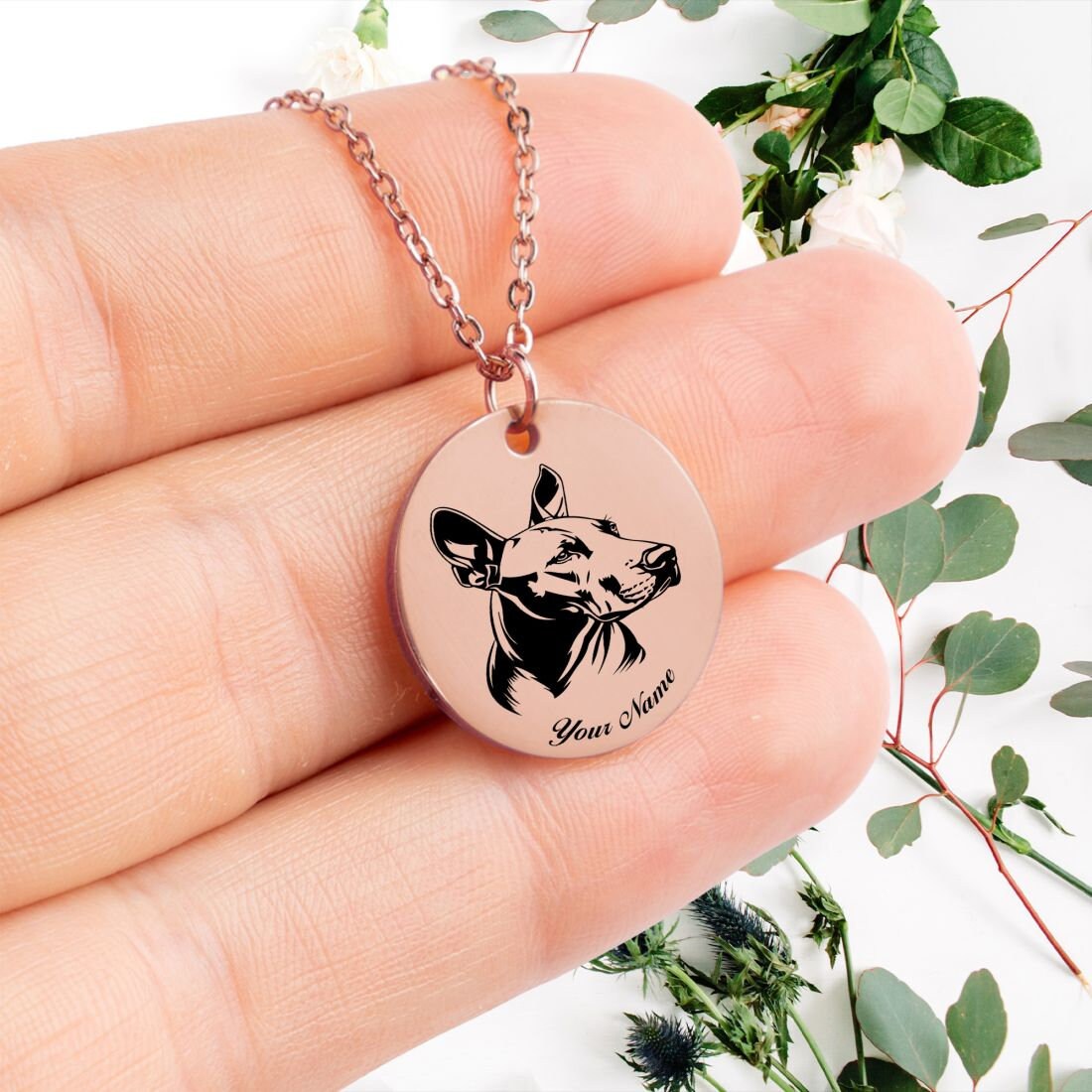 Pinscher Dog Portrait Necklace - Personalizable Jewelry