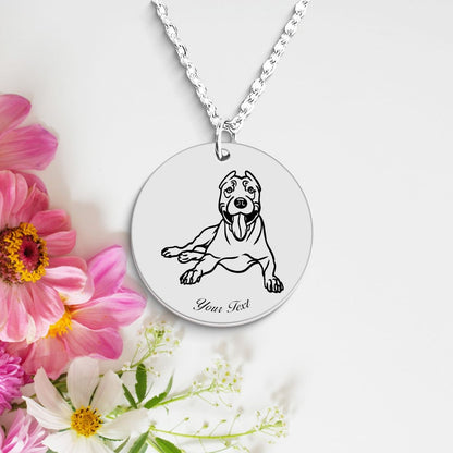 Pit Bull Dog Portrait Necklace - Personalizable Jewelry