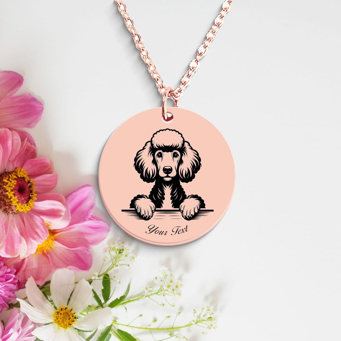 Poodle Dog Portrait Necklace - Personalizable Jewelry