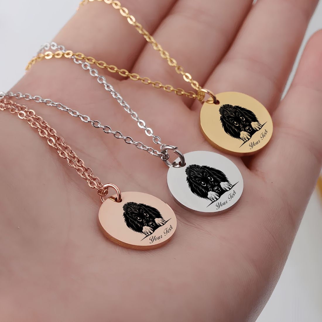 Poodle Dog Portrait Necklace - Personalizable Jewelry