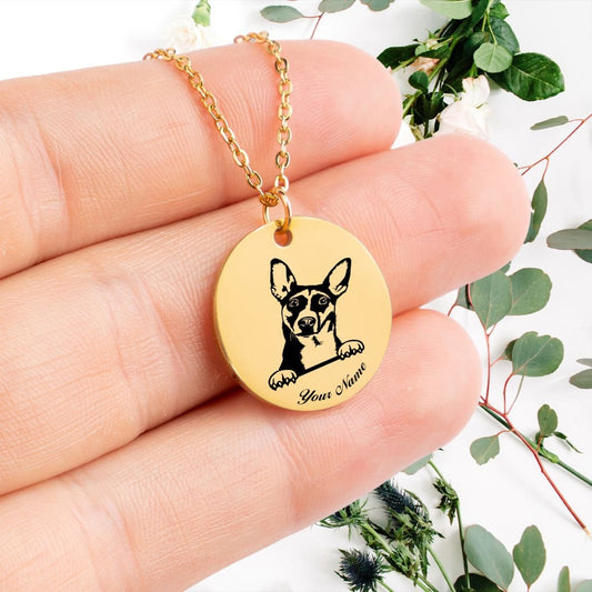 Rat Terrier Dog Portrait Necklace - Personalizable Jewelry