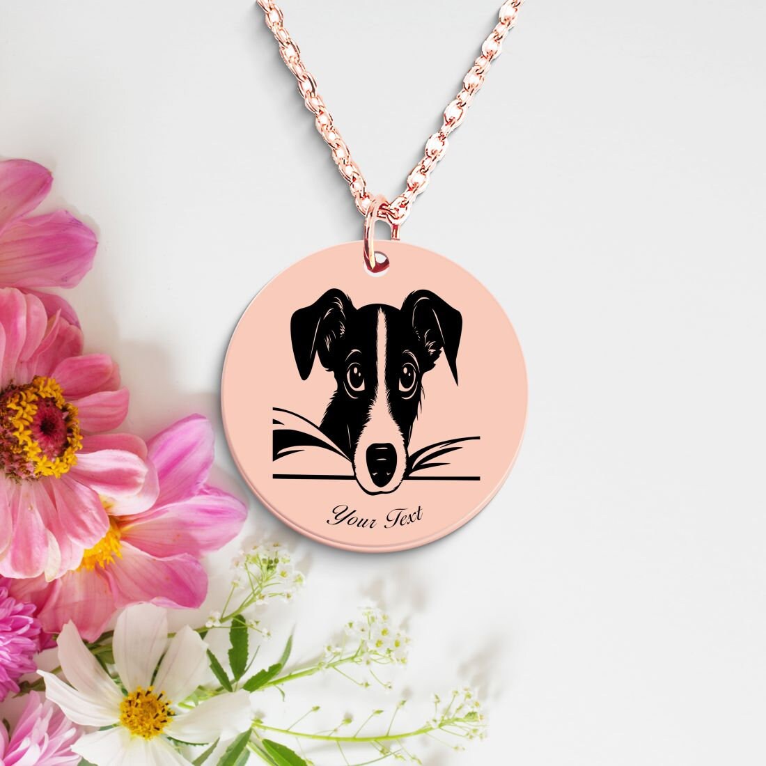 Rat Terrier Dog Portrait Necklace - Personalizable Jewelry