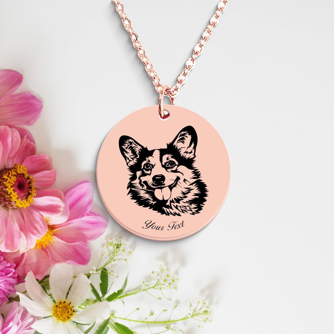 Welsh Corgi Dog Portrait Necklace - Personalizable Jewelry