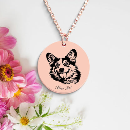 Welsh Corgi Dog Portrait Necklace - Personalizable Jewelry