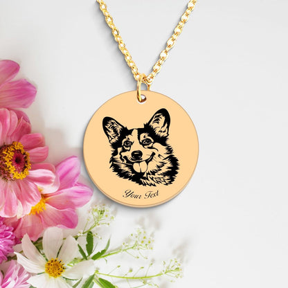 Welsh Corgi Dog Portrait Necklace - Personalizable Jewelry