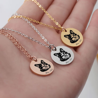 Welsh Corgi Dog Portrait Necklace - Personalizable Jewelry