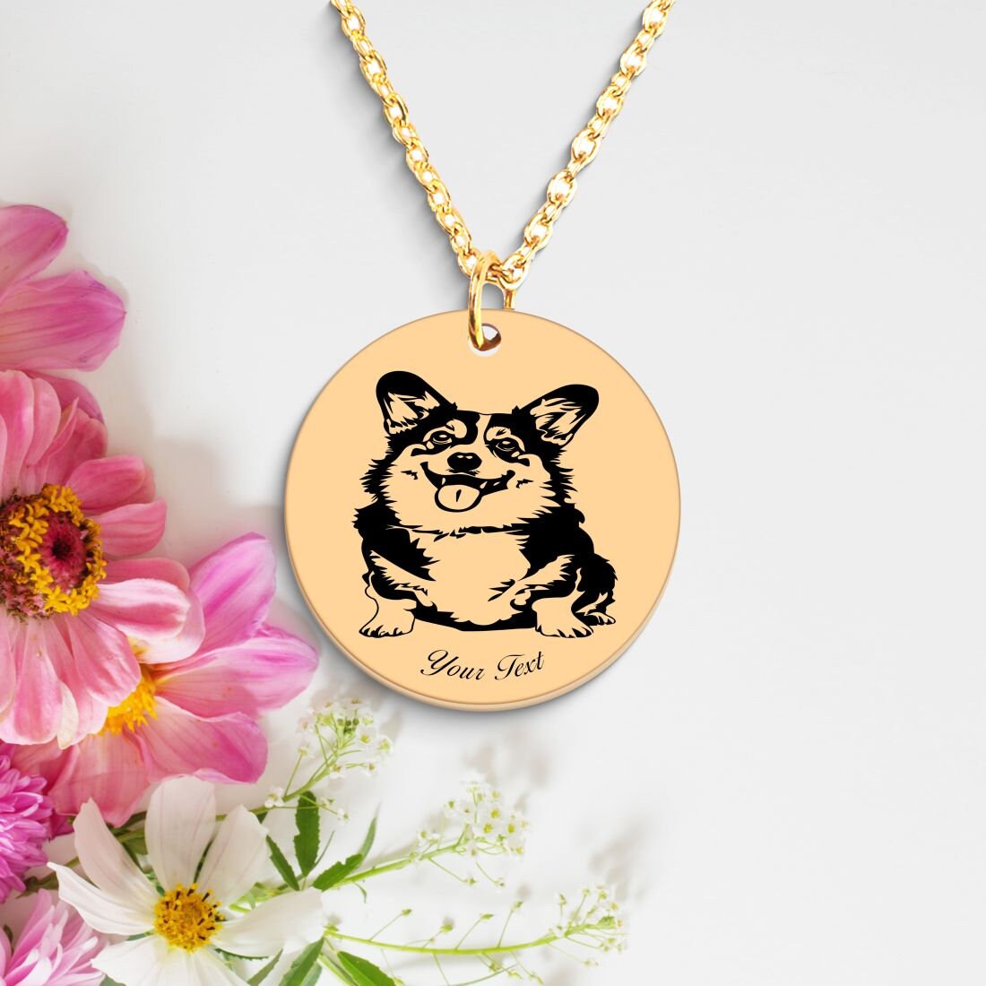 Welsh Corgi Dog Portrait Necklace - Personalizable Jewelry